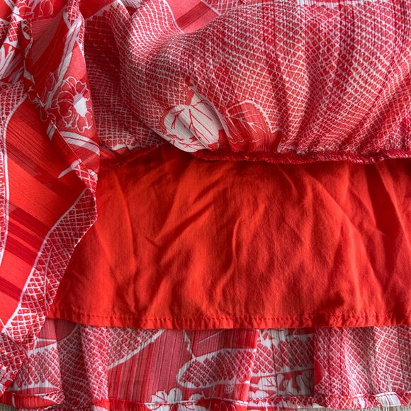 Urban Outfitters Red Floral A-Line Mini V-Neck Dress Short Sleeves Size Small - Picture 4 of 11